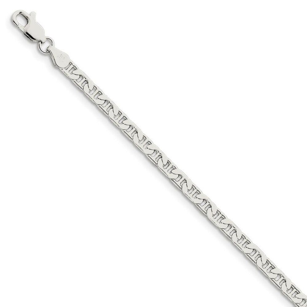 3.75mm, Sterling Silver, Flat Anchor Chain Bracelet, 8 Inch